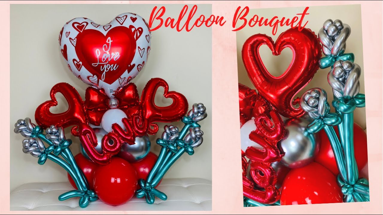DIY Hot Air Balloon Bouquet/How to make Valentine's Balloon Bouquet/Rose  Flower in a balloon. 