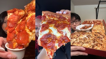 PIZZA TikTok ASMR mukbang compilation | Little Ceasers, Domino’s, Pizza Hut & more!