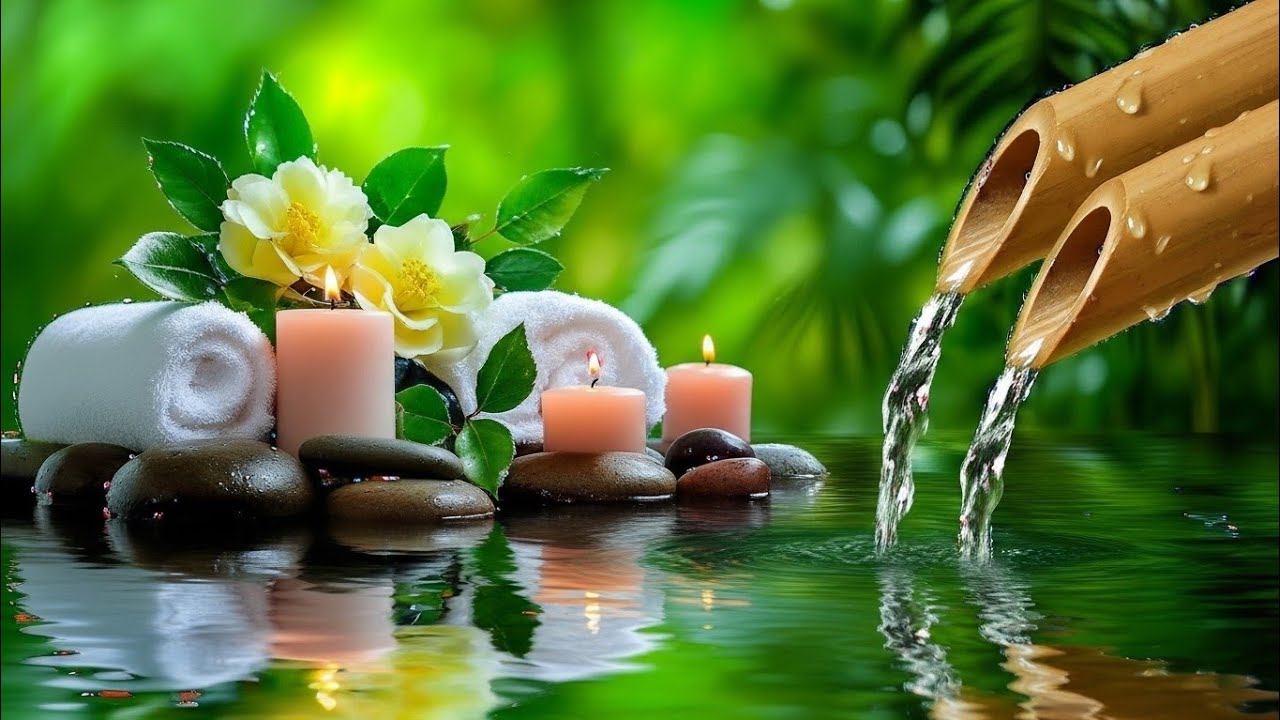 Soothing Spa Piano Music 🌿 Relaxing Sleep Music & Nature Sounds, Bamboo Water Fountain, Calm Music