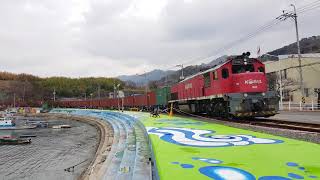 행암선 화물열차 2차분+DEL 7571호+DEL 7401호 견인