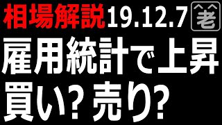 【株/FX投資情報】雇用統計でNYダウと日経225が上昇。ここは買い？売り？2019年12月７日午前３時、真夜中の相場解説。