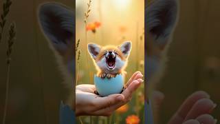 Fluffy Foxling in a Sunlit Meadow #cuteanimals #miniatures #aianimals #newspecies #ai #aishorts