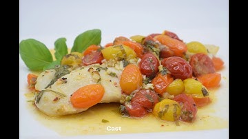 Cod in white wine tomato basil sauce - Mouthwatering