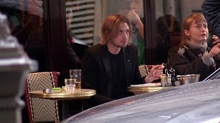 EXCLUSIVE: Michael Pitt having a drink on terrace with his massive Doberman dog in Paris Profile