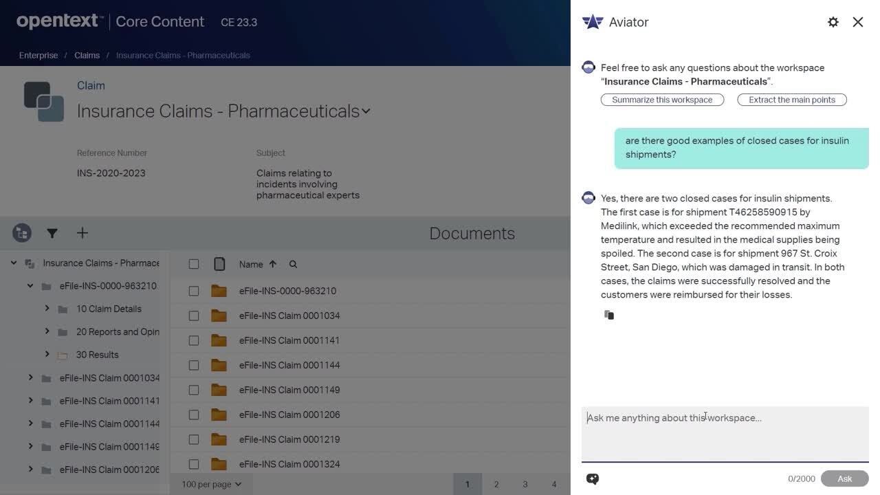OpenText Content Aviator Demo: Insurance Claim Example