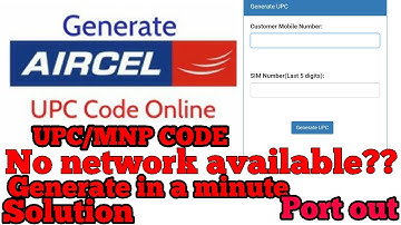 How to Get UPC/MNP CODE for Aircel within a minute and without NETWORK!!