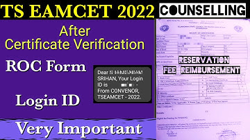Ts Eamcet 2022 After Certificate Verification: ROC Form & Login ID| Very Important
