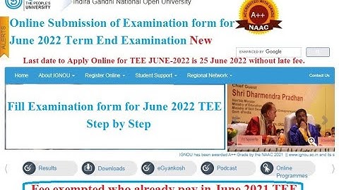 IGNOU Online Submission of Examination form for June 2022 Term End Examination