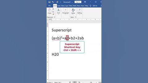 Superscript & Subscript In MS Word| #shorts #msword   #mswordinhindi  #mswordtutorial  #msoffice