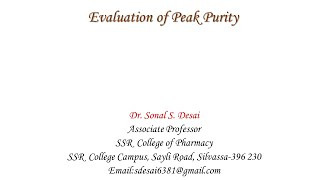Evaluation of Peak Purity for HPLC Method
