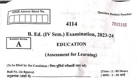 BD 401 | Assessment for learning  Paper analysis | B.ed 4th sem | #rmpsu #dbrau #csjmu #fsu #ccsu