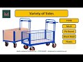 Flatbed Trolleys and Carts, with a choice of Mild steel,  galvanised mild steel, and stainless steels. Along with choices of base material; standard plywood, Teflon coated phenolic boards, aluminium chequered plate, and sheet steels. With capacities up to 750kg. @MerlinIndustrialProducts