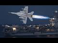 Full Alert! Missile Armed F/A-18 Hornet Takes Off at Midnight from Aircraft Carrier