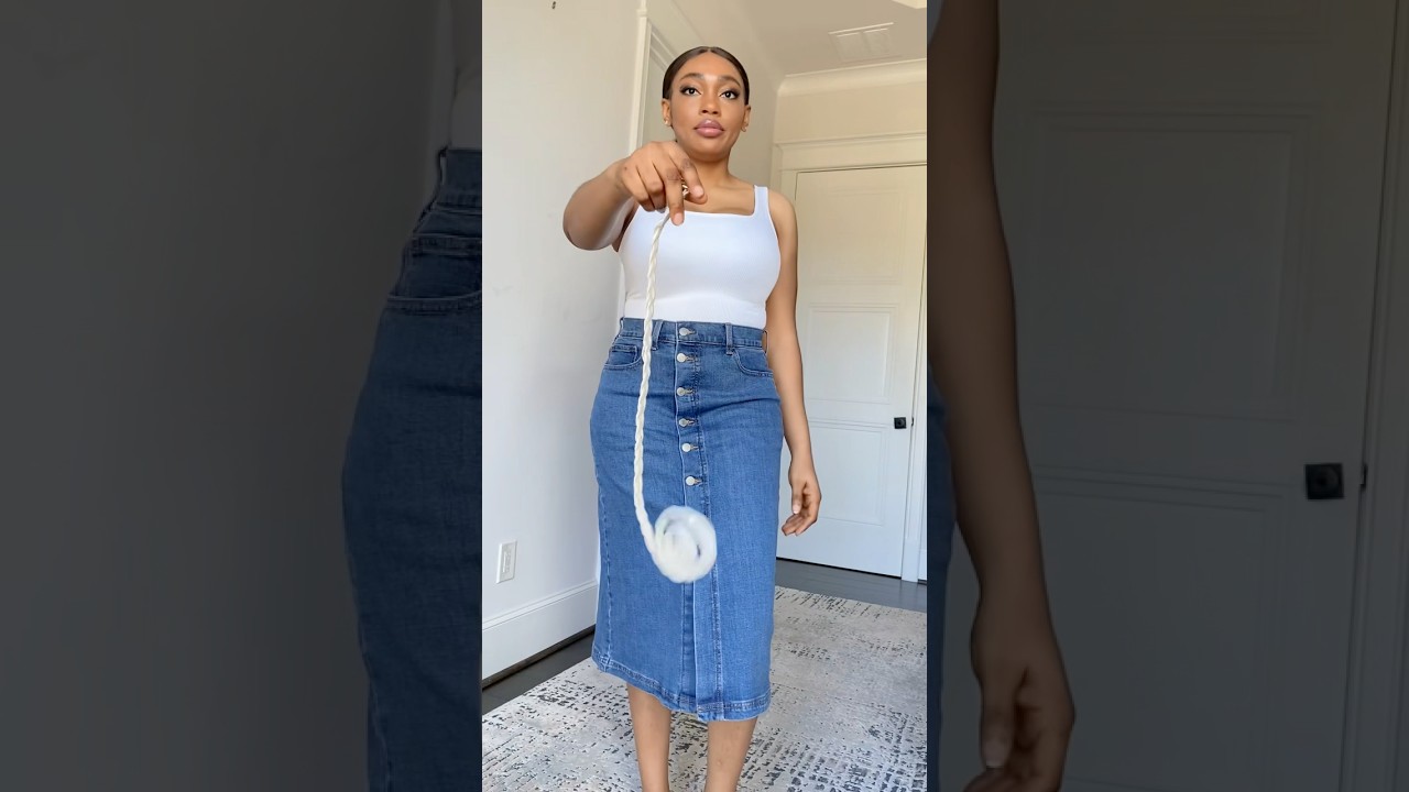 How to style a denim skirt for work✨Shop all outfits link in bio LTK✨#howtodress #skirt