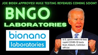 HUGE BNGO stock news! Joe Biden approves C--19 testing! Bionano Laboratories Revenue, bngo updates