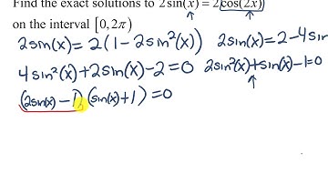 Solve trig equation using double angle identity and quadratic factoring