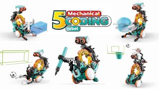 5 in 1 coding robot, unbox and build.