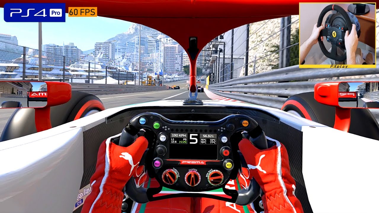 F1 2020 PS4 Gameplay - Realistic COCKPIT + NO HUD | F2 2020 Monaco Race with Thrustmaster T300