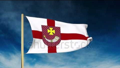 Ventspils flag slider style. Waving in the win with cloud background animation Stock video by