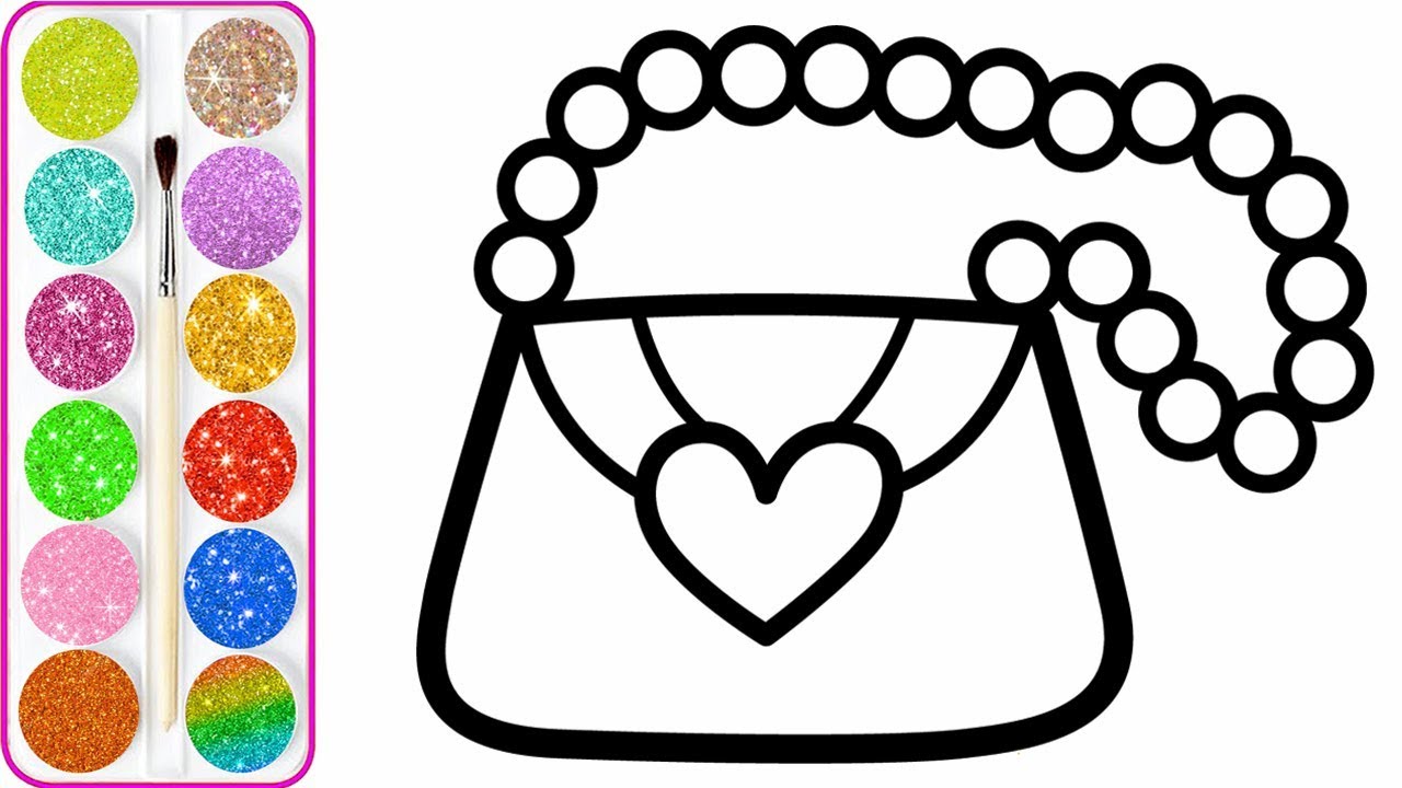 Download Glitter Heart Handbag Coloring and Drawing | Coloring Pages for Kids - YouTube