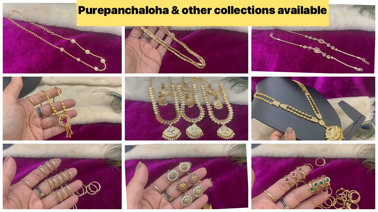 #అచ్చం బంగారంల మెరిసే ప్యూర్ పంచలోహం #necklace  #fingerrings etc. and onegram other collection