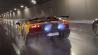 GINTANI Aventador SVJ Spitting Flames! | Tunnel Run in Warsaw