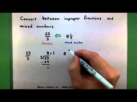 Basic Math - Convert between improper fractions and mixed numbers - YouTube