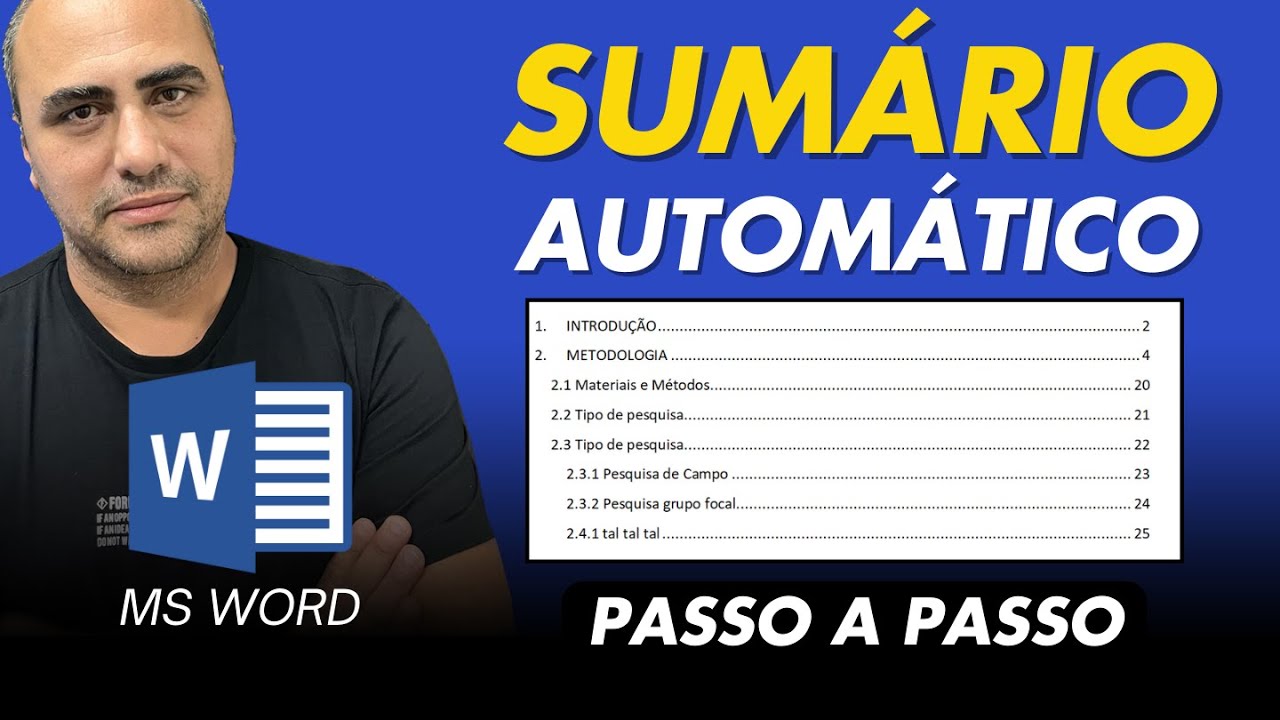 Como Criar um Sumário Automático no Word Passo a Passo - YouTube