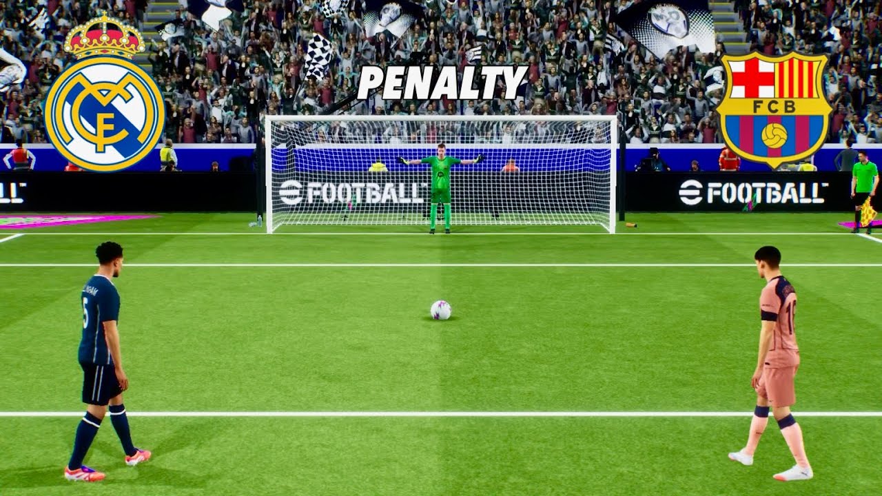Полная серия пенальти между ФК Барселона и Реал Мадрид | Матч RMA — FCB | Электронный футбол