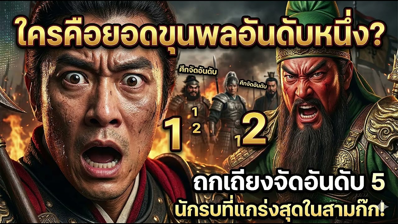 เปิดศึก! ใครคือยอดขุนพลอันดับ 1 ในสามก๊ก? จัดอันดับ 5 นักรบที่แกร่งสุด! | ลิโป้ กวนอู จูล่ง?