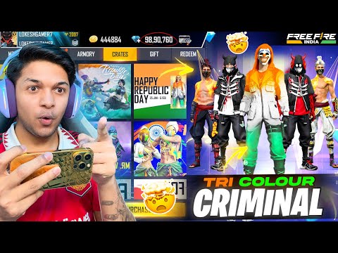 Free Fire Republic Day Rare Indian Criminal Bundle & Evil Evo Gun Skin In 7 Diamonds 💎 Free Fire