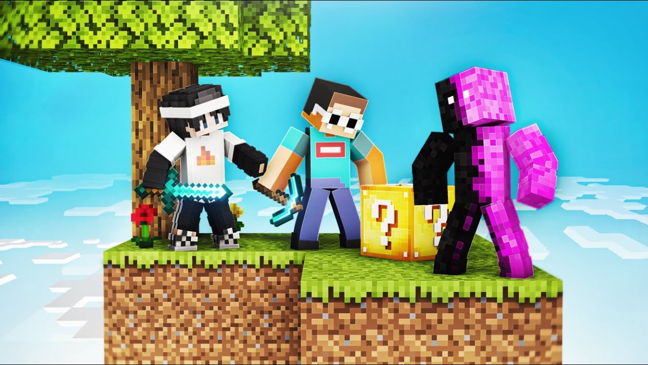 Minecraft Skyblock, но есть Luckyblocks