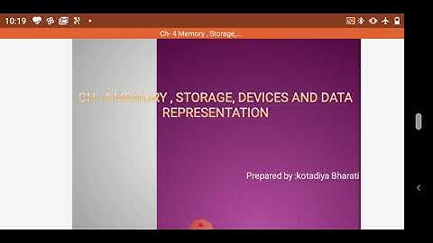 Ch-4 Memory, Storage, Devices And Data Representation (Part-2)