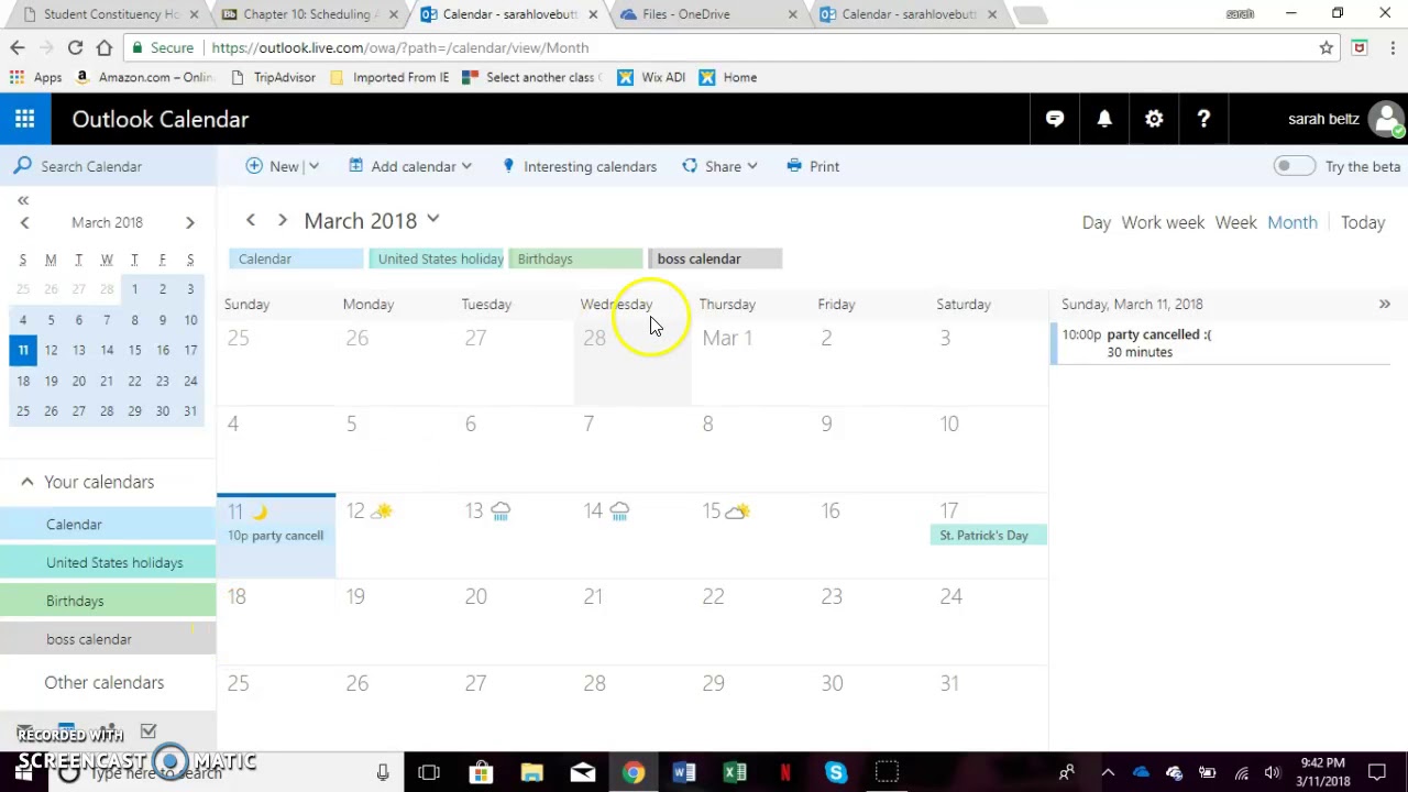 OneDrive Calendar YouTube