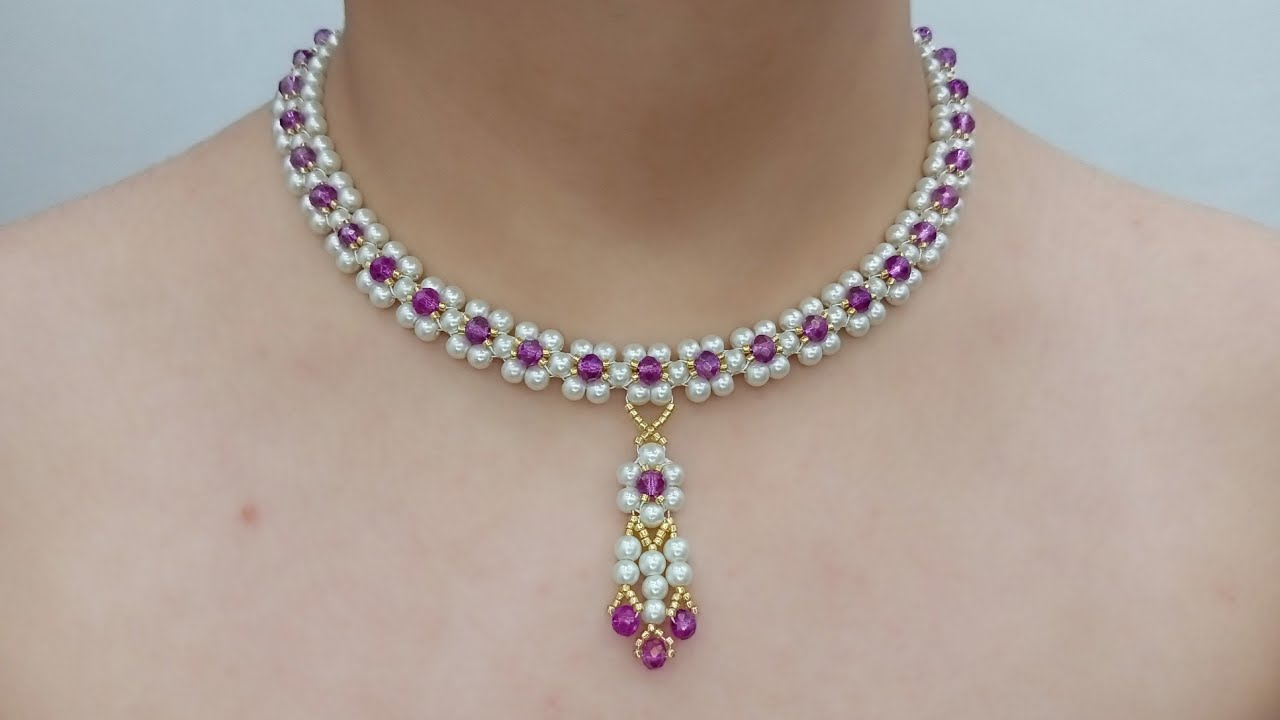 Простое изготовление ожерелья | Новый дизайн украшений из бисера от @Jewelry.Crystals #ожерелье #...