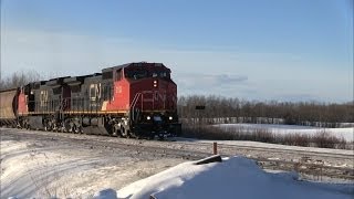 CN Train Spotting HD: EX SANTE FE! | CN 2183 & 2154 Leads CN 846 At Carvel AB 4/7 1/10/14