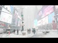 Snow scenes from Times Square New York City. 2021 Northeast snowstorm.