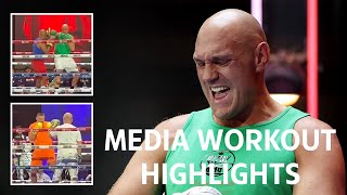 Tyson Fury plays AIR GUITAR & SINGS Mr Brightside, Usyk looks focussed - Ring of Fire Media Workout