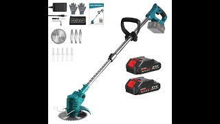 6インチ草刈り機 の設置ビデオ  充電式草刈機 電動草刈り機 充電式 マキタ互換 コードレス 2.0Ah大容量バッテリー2個搭載