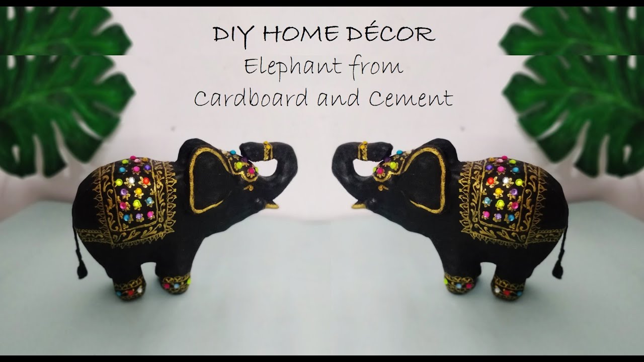 Elephant home decor/ how to make elephant with cement/ cardboard craft