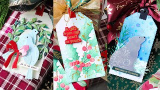 3 Ways: Christmas Tags with Lots of Techniques! Plus Free Gift + Blog Hop