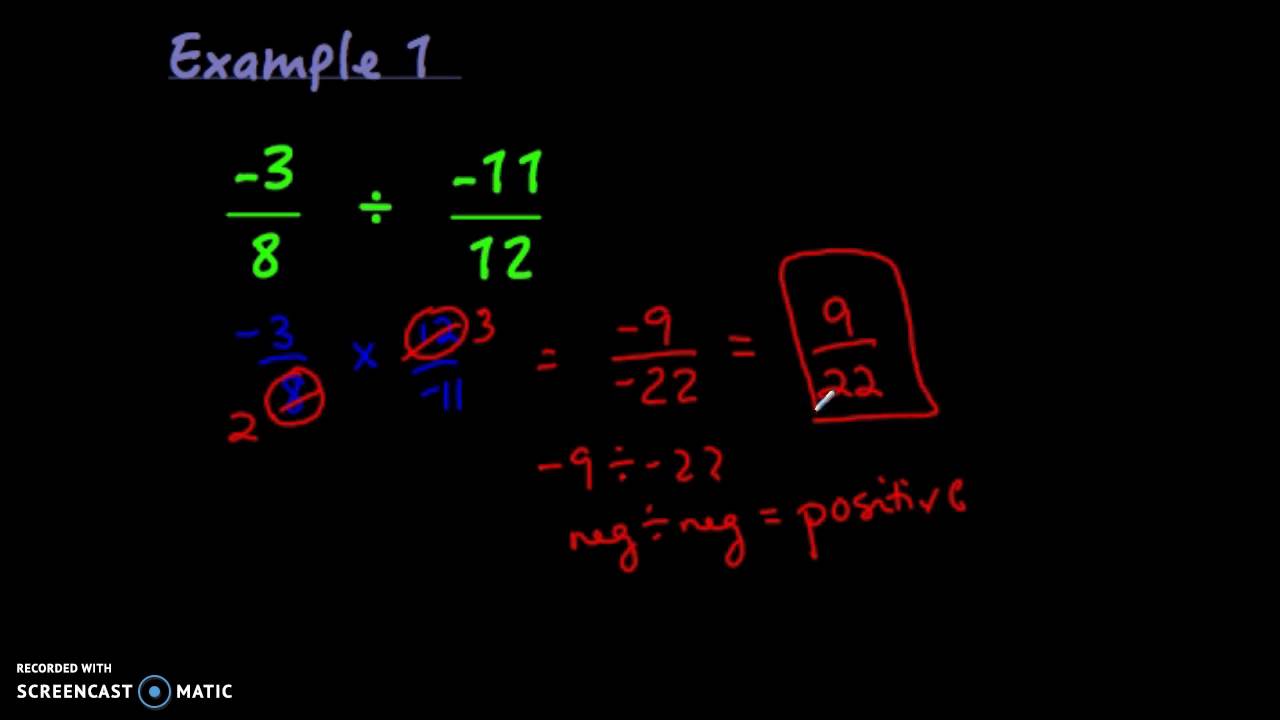Dividing Fractions (with Negatives) - YouTube