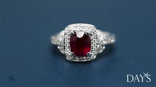 Celebrity Oval Ruby Ring in 18kt White Gold with Diamonds (1/2ct tw) Wealth