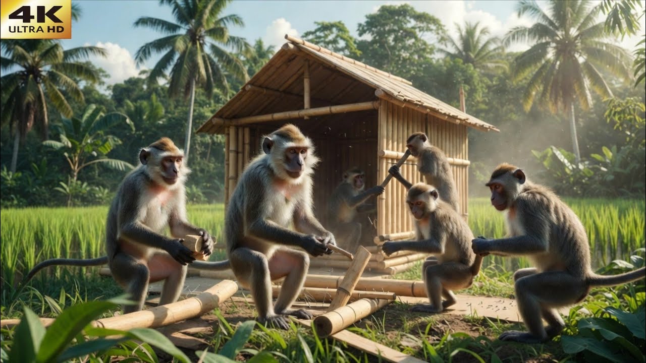 Monkey,house making  😱