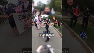 Biker refuses to back down from protestors 😤 #standoff #viral