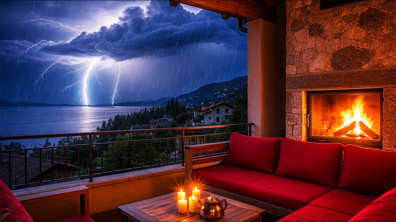 NO ADS HEAVY RAIN IN COZY LIVING ROOM🌧️ ASMR THUNDERSTORM FOR DEEP ...