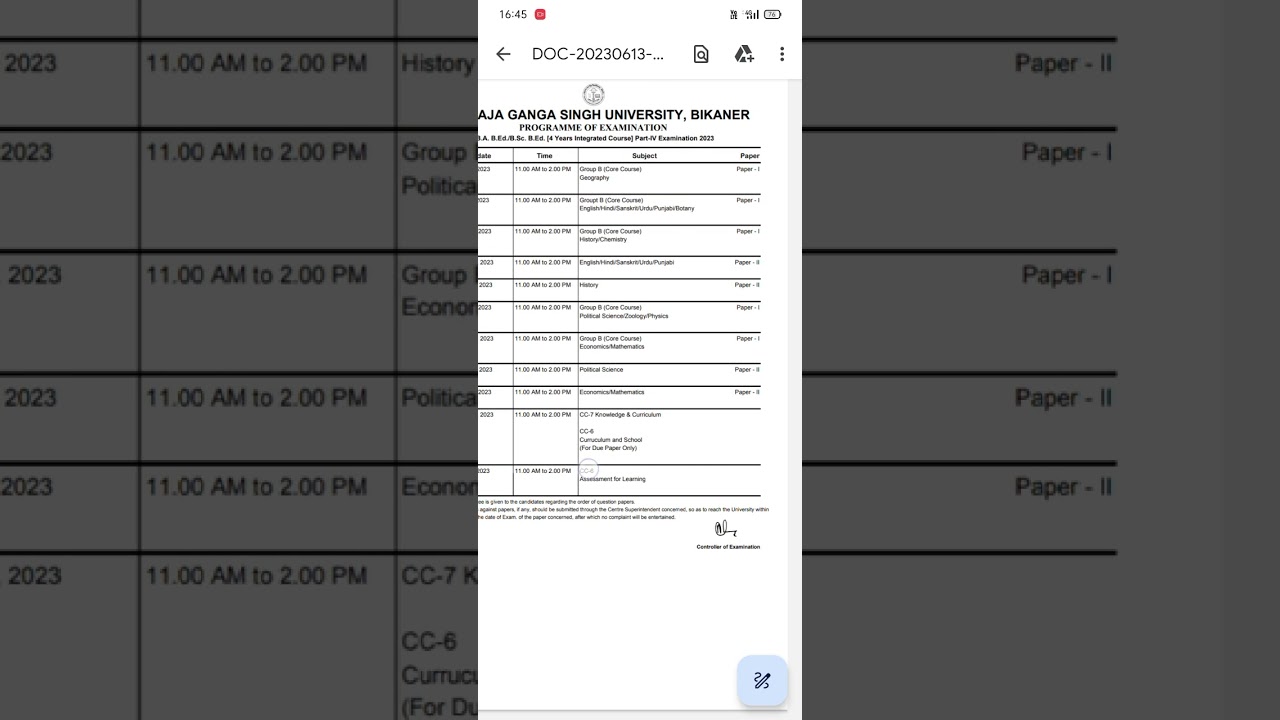 MGSU BABED/bed time table 2023 aa gya h 