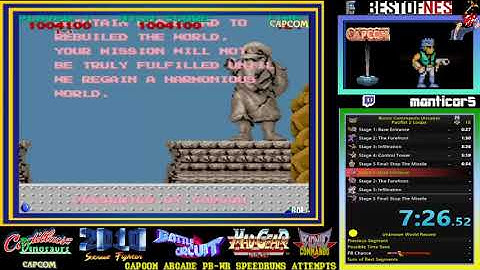 Bionic Commando, Capcom Arcade-1987. Pacifist 1 Loop: 6:54 and 2 Loops: 15:05.