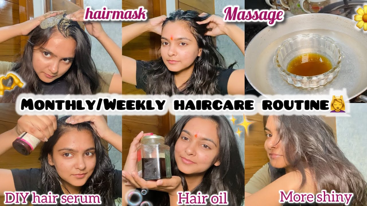 Monthly/Weekly hair care routine💆‍♀️/ how to grow new hair🫶/ shiny hair ...