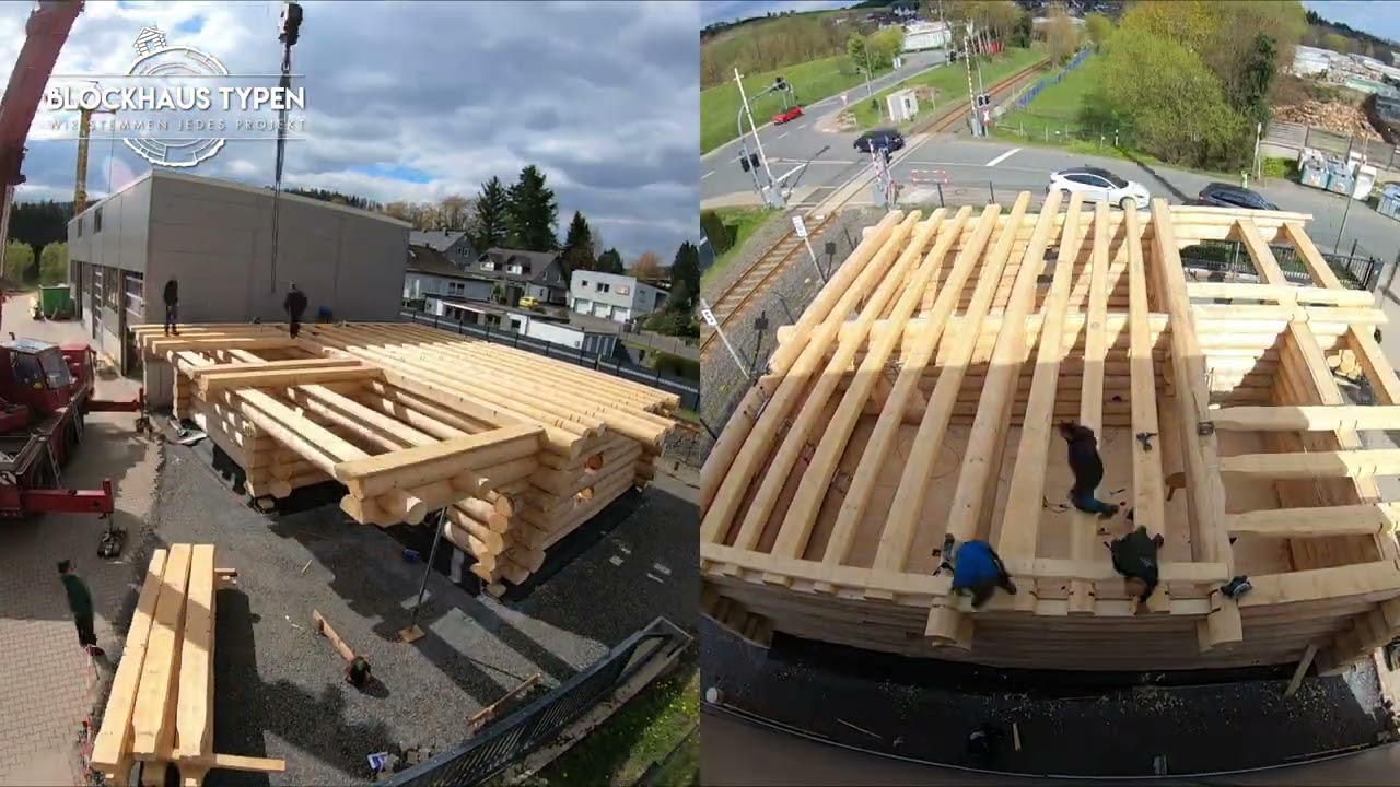 Entstehung Blockhaus ( Naturstammhaus ) im Zeitraffer